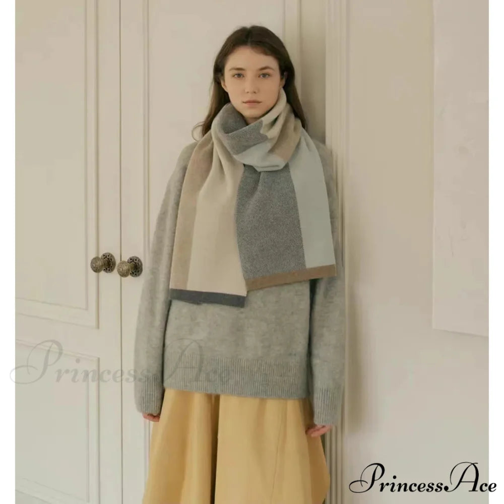 Cashmere Winter Scarf for Women - Designer Knit Warmth mint green / L180cm W32cm