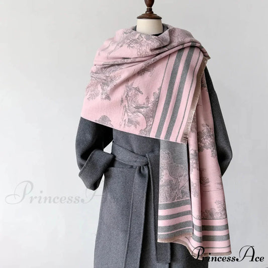 Cashmere Winter Shawl Scarf pink scarf-241228