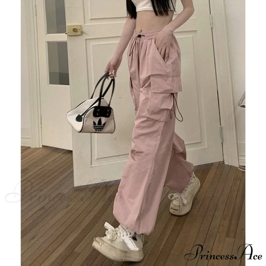 Casual Baggy Straight Wide Leg Pockets Joggers Trousers