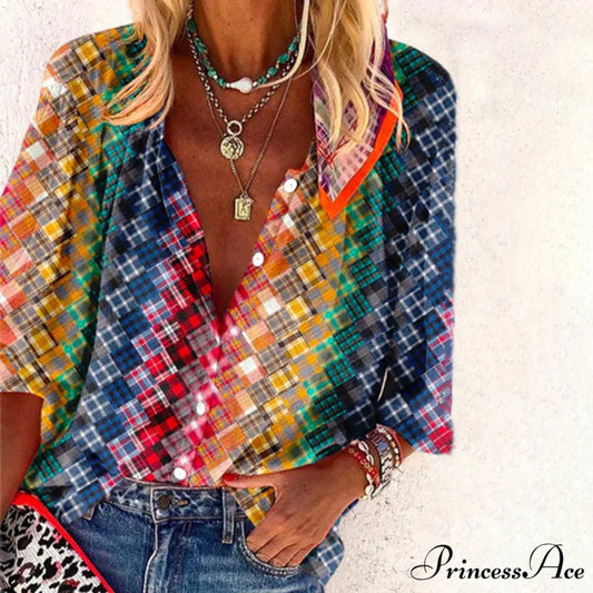 Casual Colorful Blouse Multicolor / S