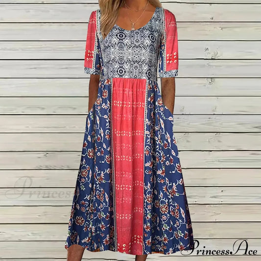Casual Comfort Elegant Beach Summer Boho Dress RED / S