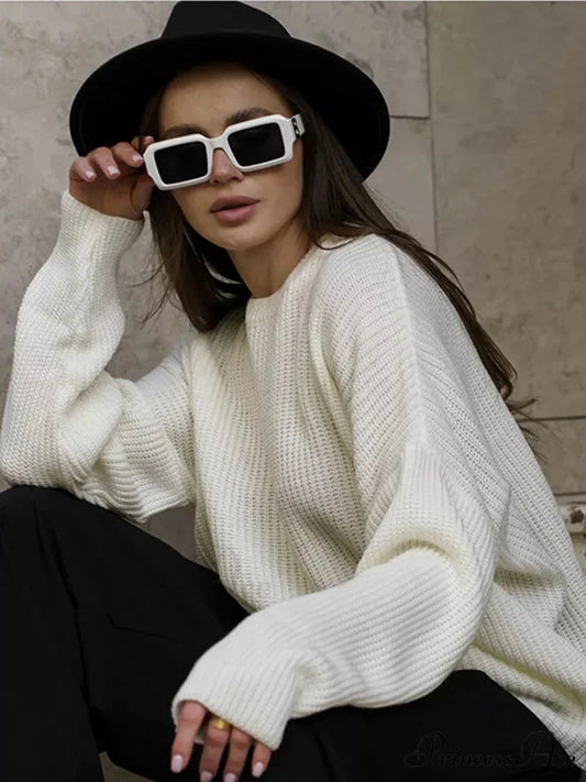 Casual Elegant Striped Cozy Oversize Autumnal Gray Fashionable Sweater