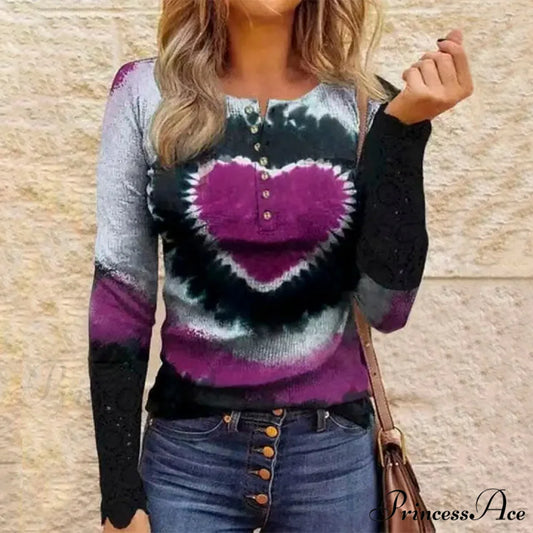 Casual Heart Blouse with Print Multicolor / S