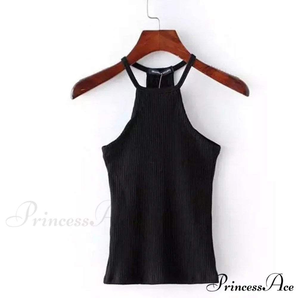 Casual Knit Basic Tank Top black / S