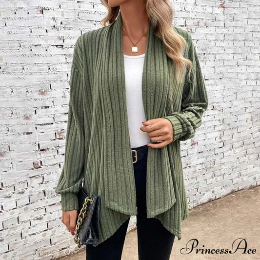 Casual Knitted Cardigan Army Green / S