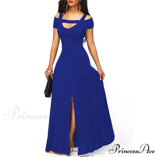 Casual Long Maxi Evening Party Long Dress blue / S