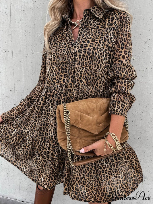 Casual Long Sleeve Loose Print Dress