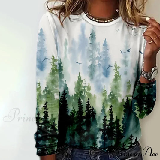 Casual Nature T-Shirt with Print Green / S