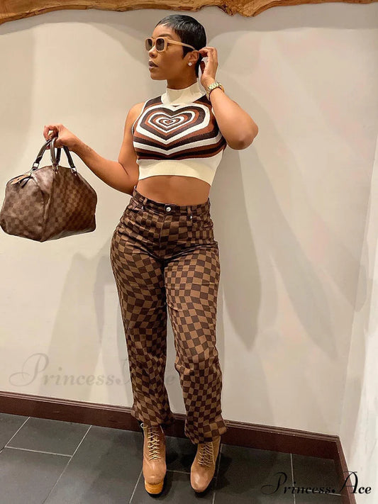 Casual Pit Graceful Striped Fringe Dress Brown / S