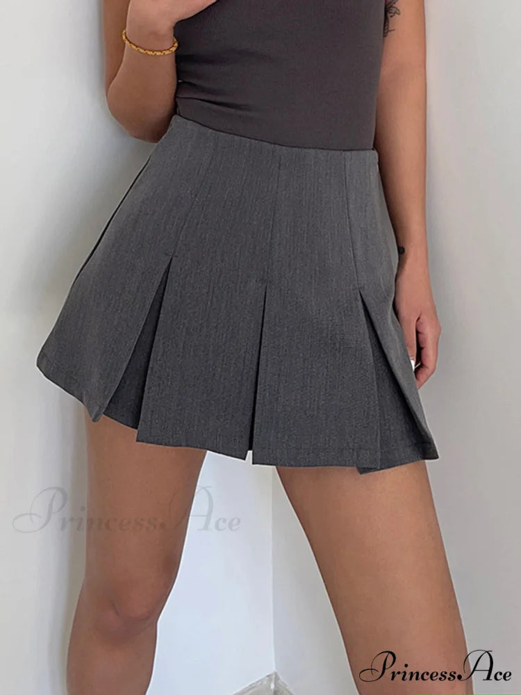 Casual Pleated Graceful Hem Mini Skort