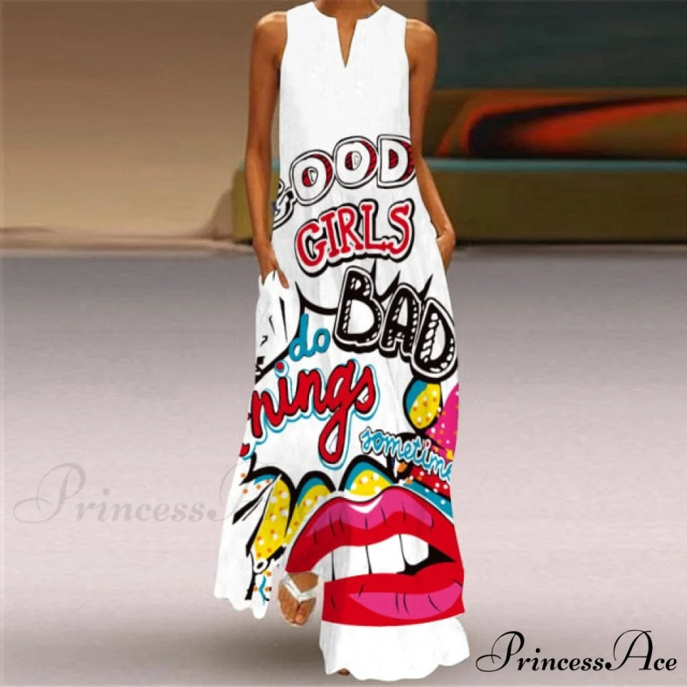 Casual Sexy Boho Beach Dresses white red / S