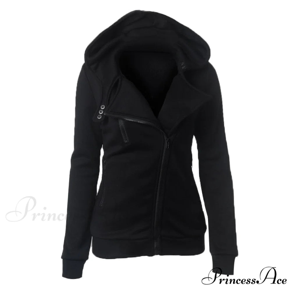 Casual Simple Zipper Basic Jackets Black / XS