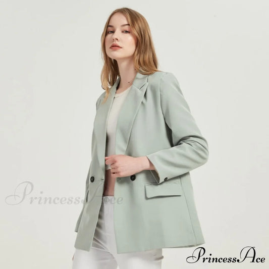Casual Solid Color Pocket Decorative Blazer Mint / S