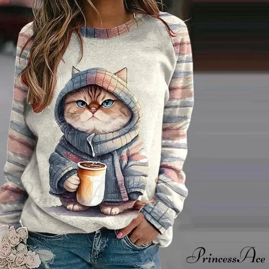 Cat Design Sweatshirt Multicolor / S
