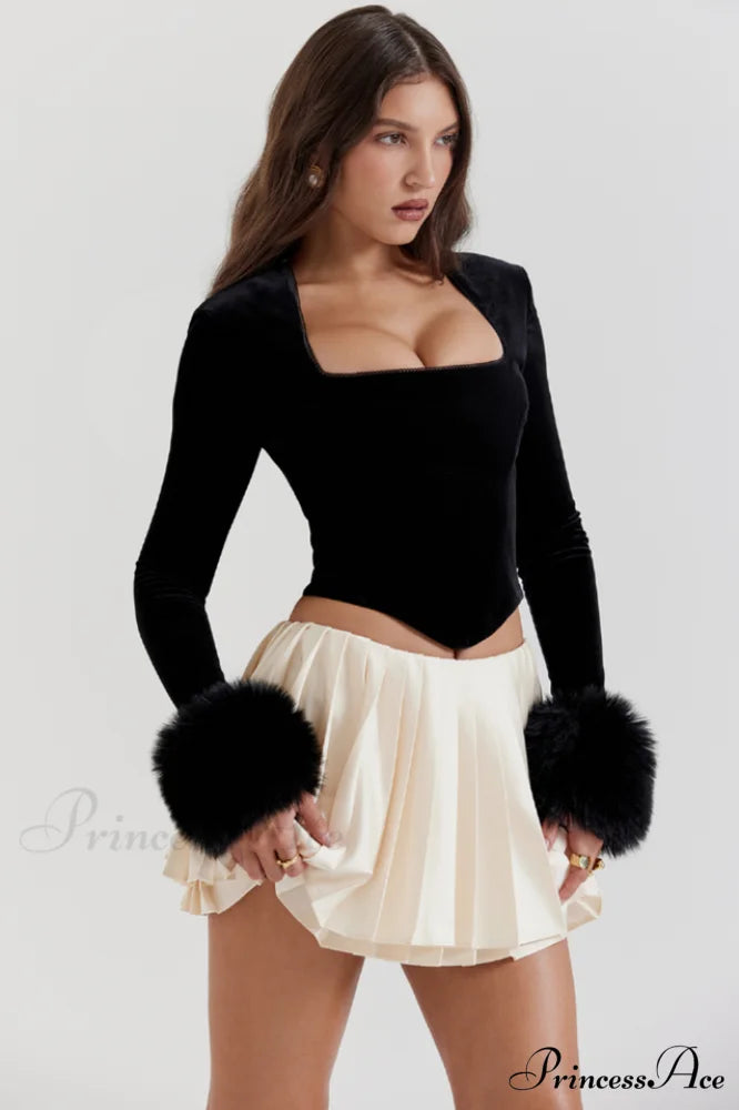 Catriona Black Stylish Velvet Bra