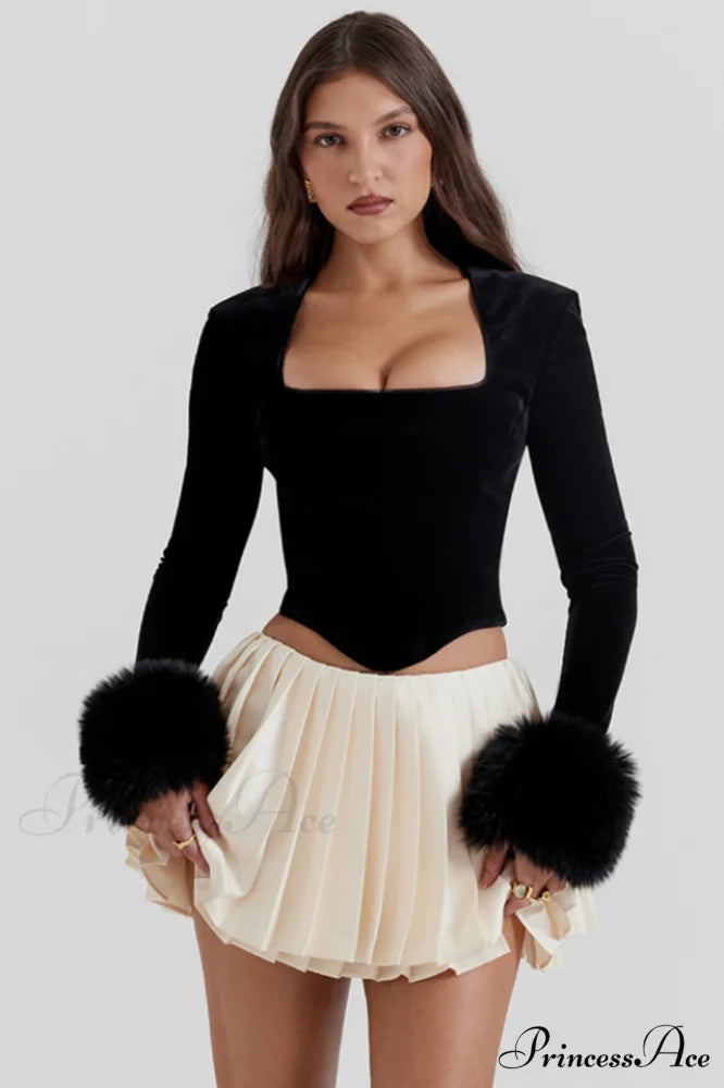 Catriona Black Stylish Velvet Bra XS / Black