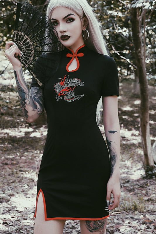 High Waist Cheongsam Gothic Dress