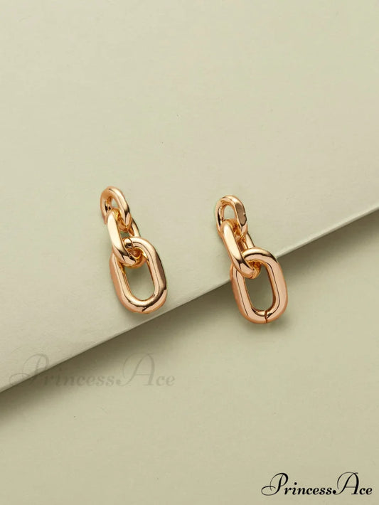 Chain Design Drop Earrings Yellow Gold / one-size