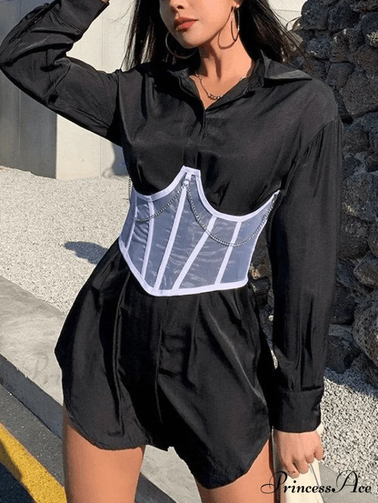Chain Embellish Cross Trendy Over Cutout Mini Dress