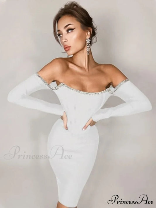 Chains Vestidos Party Black Bandage Dress white / XS