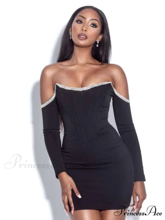 Chains Vestidos Party Black Bandage Dress black / XS