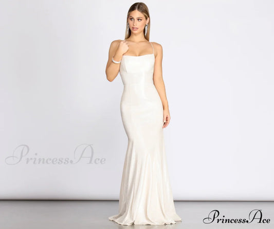 Char Formal Stylish Lattice Glitter Dress NATURAL / 1