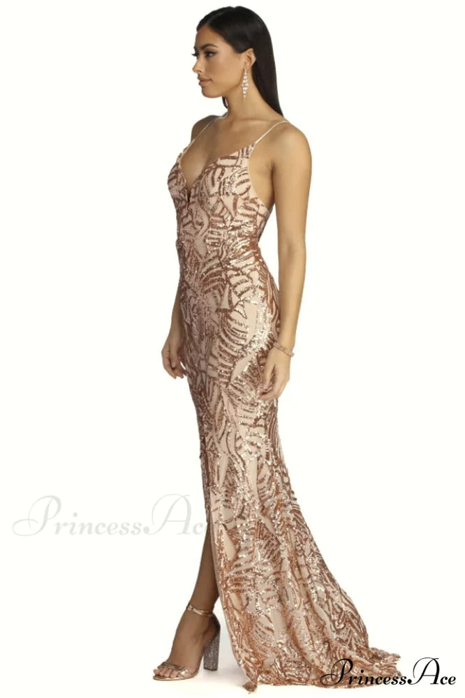 Charice Flared Stylish Geometric Sequin Dress