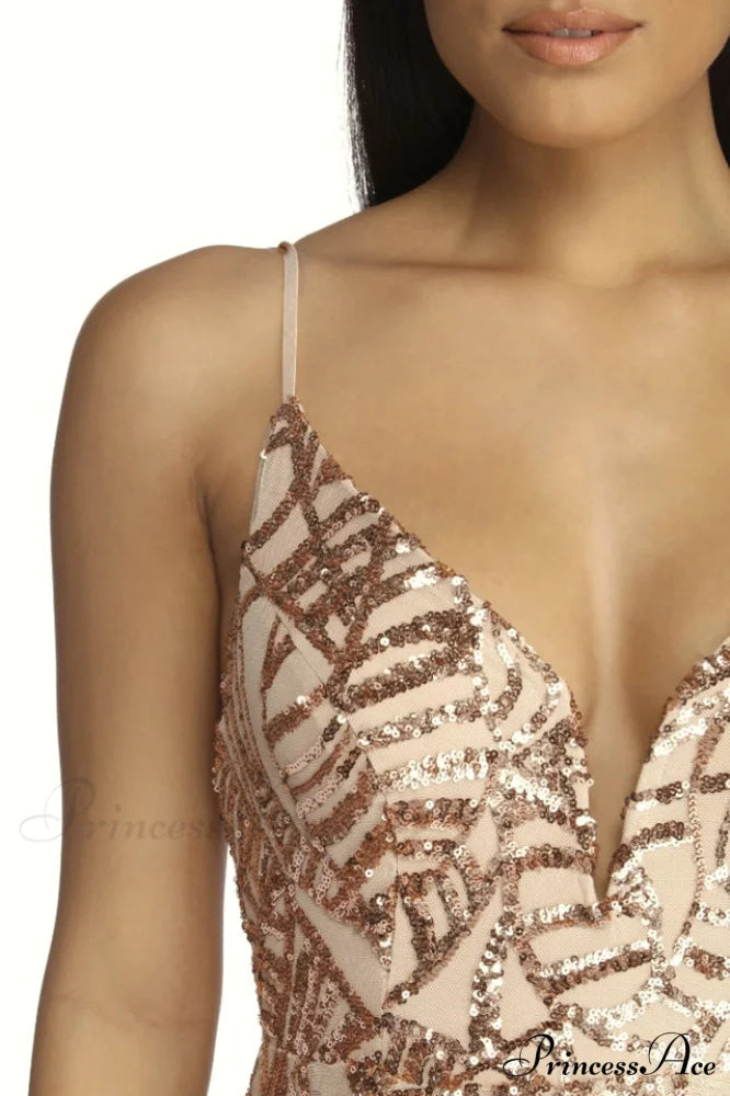Charice Flared Stylish Geometric Sequin Dress