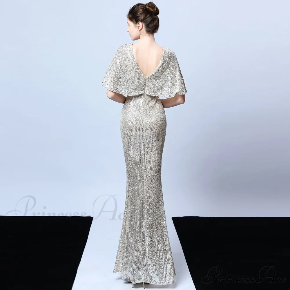 Charlotte Formal Stylish Sequin Mermaid Dress SILVER / XS