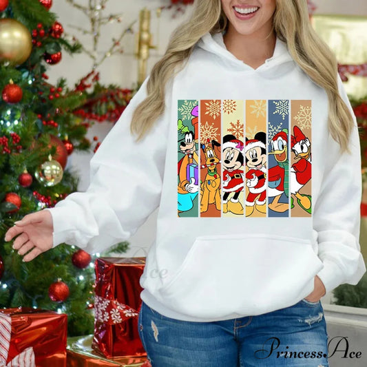 Charming Mickey Mouse Plus Velvet Sports Christmas Hoodie white / S Christmas Hoodies-L