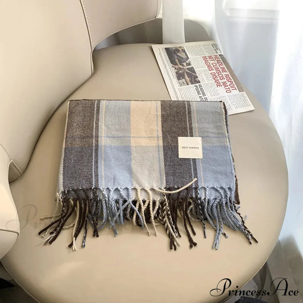Checkered Cashmere Winter Extended Bandana Scarf color2 scarf-241228