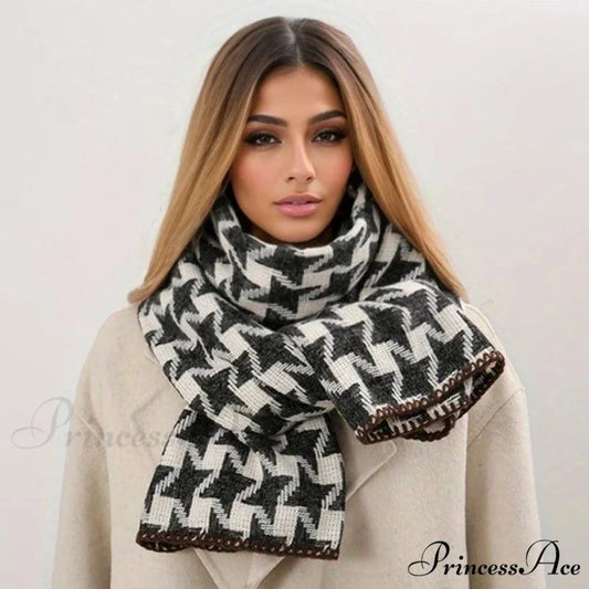 Checkered Cashmere Wrap Winter Scarf Color1 / 65x200cm scarf-241228