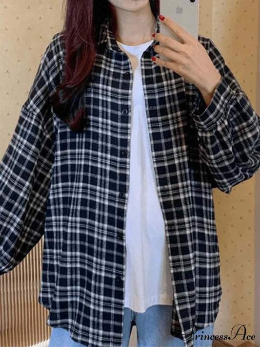 Checkered Charming Blouse Black / S