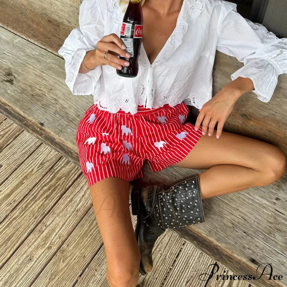 Checkered Line High-Waist Short short-250223