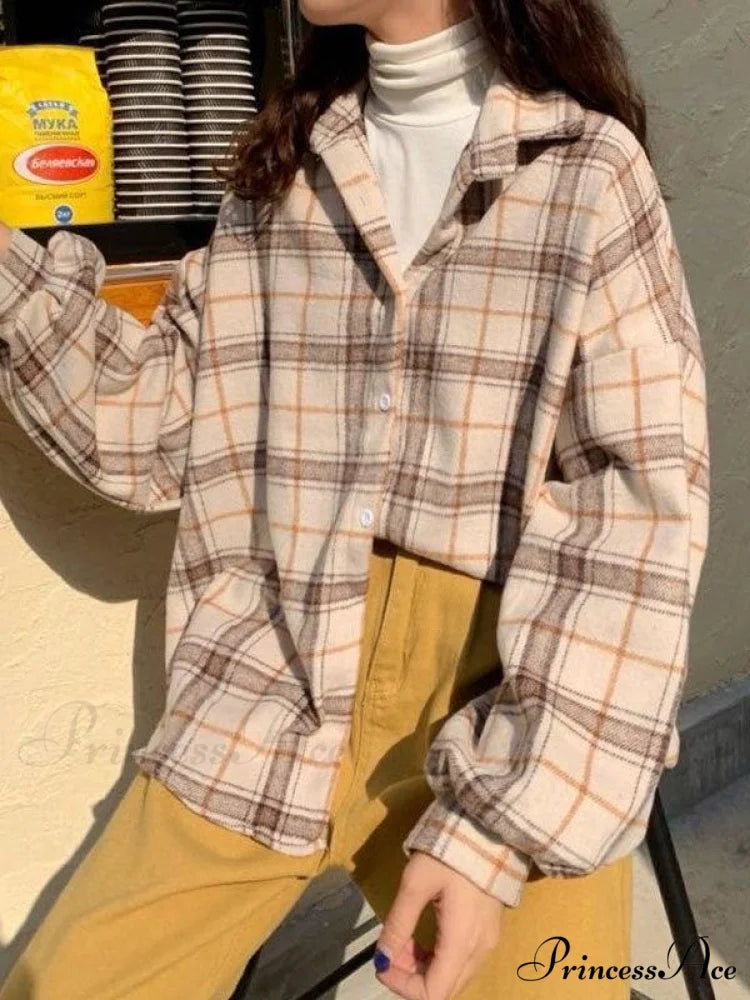 Checkered Long Graceful Sleeve Blouse