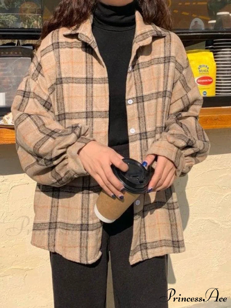Checkered Long Graceful Sleeve Blouse