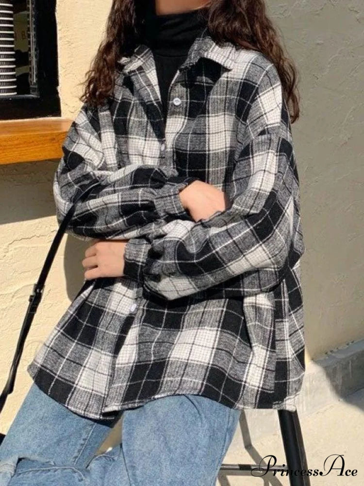 Checkered Long Graceful Sleeve Blouse