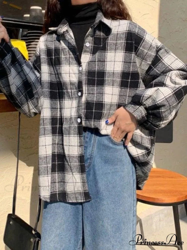 Checkered Long Graceful Sleeve Blouse