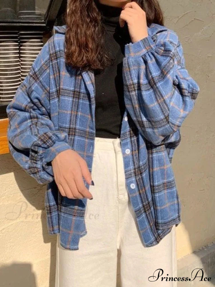 Checkered Long Graceful Sleeve Blouse