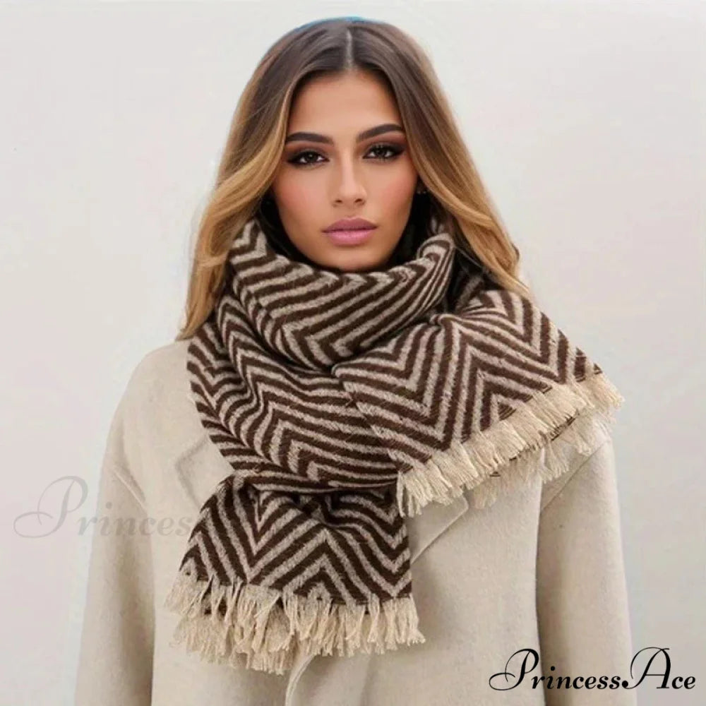Checkered Pattern Cashmere Winter Travel Scarf scarf-241228