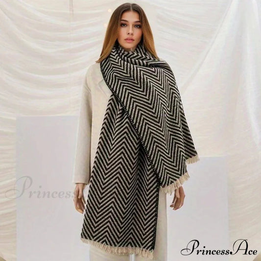 Checkered Pattern Cashmere Winter Travel Scarf Multi Color1 / 65x200cm scarf-241228