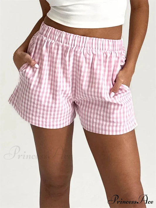 Checkered Pocket Lounge Short pink / S short-250223