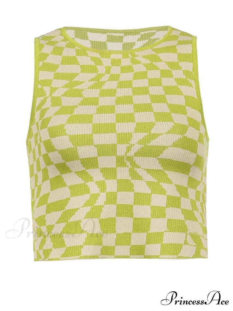 Checkered Print Graceful Button Blouse