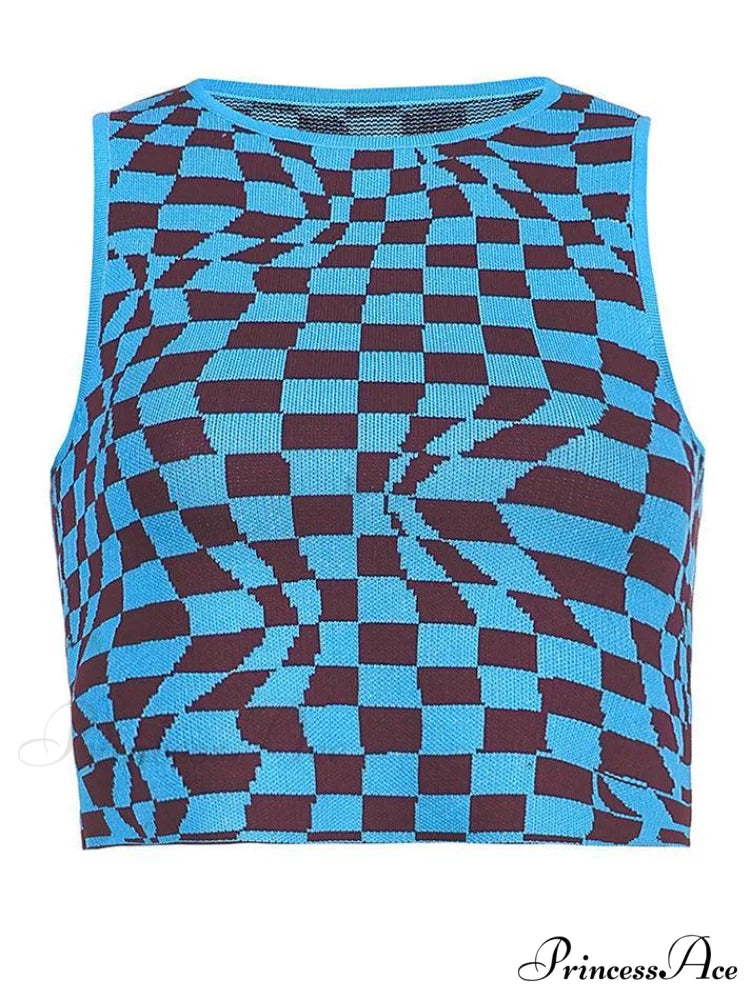 Checkered Print Graceful Button Blouse