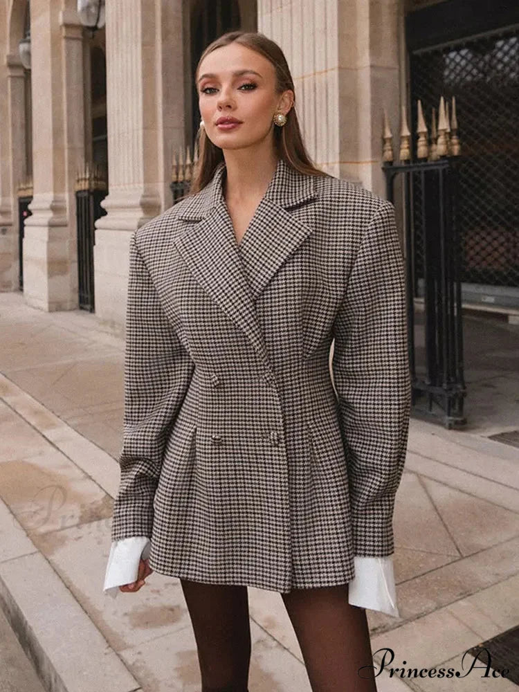 Checkered Printed Jacket Coat coats-241228