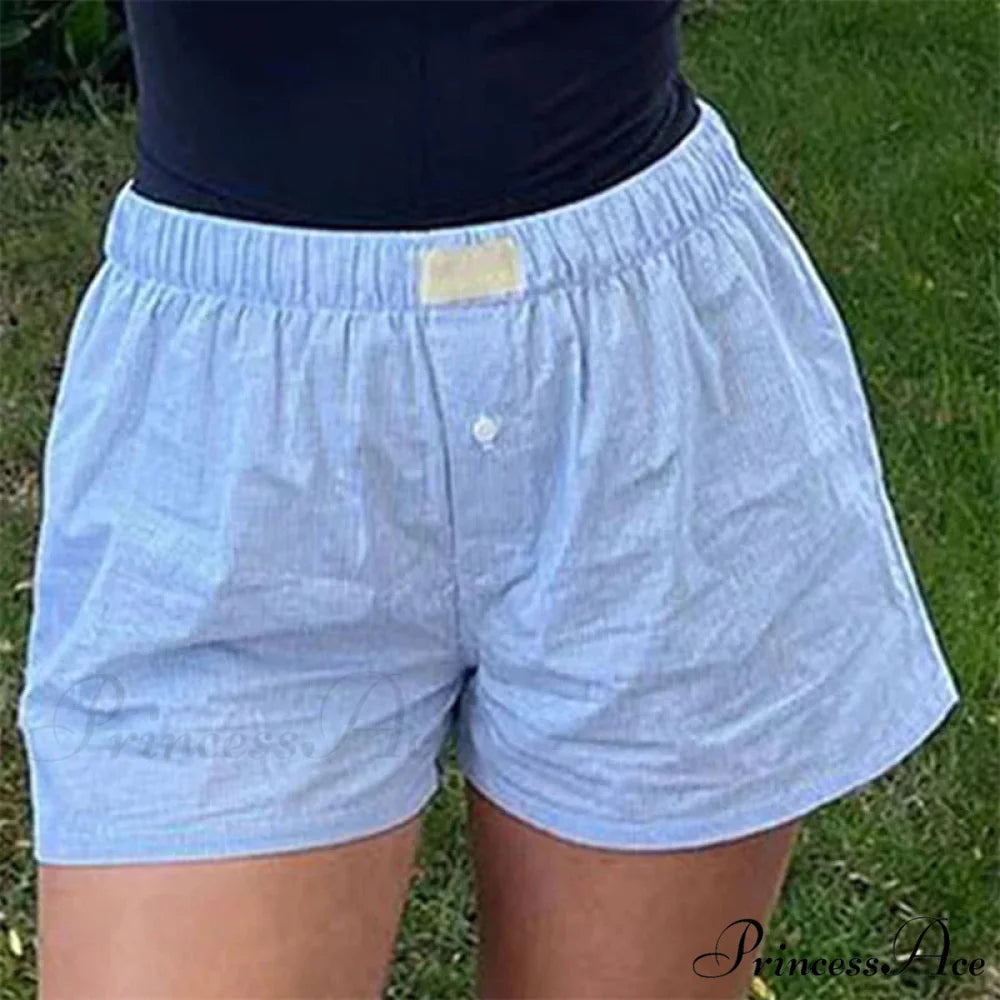 Checkered Sleepwear Stretchy Waist Brief Blue / S short-250223