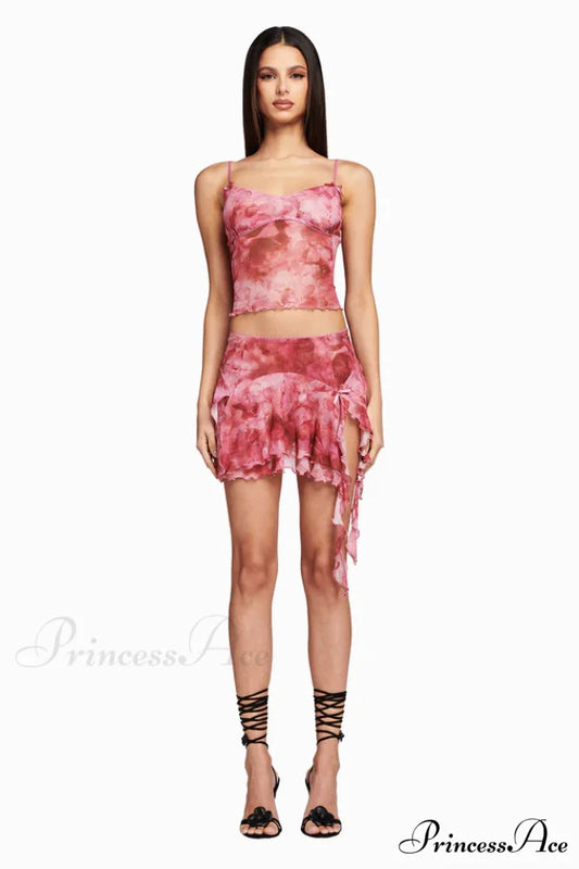 Cherie Top Stylish + Skirt Set XS / Pink