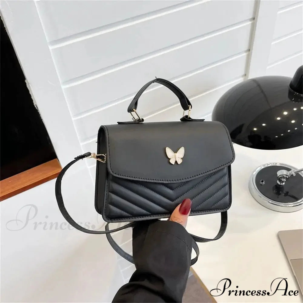 Chic Butterfly Embroidery Faux Leather Purse handbag-250126