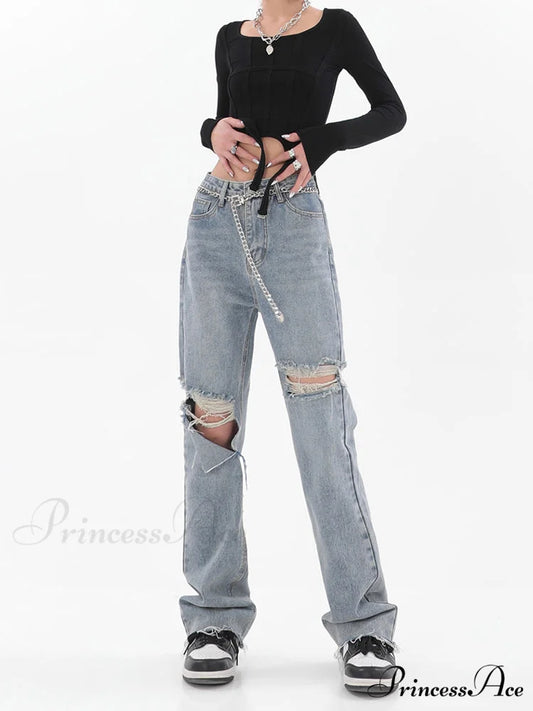 Chic Casual Y2k Ripped Jeans