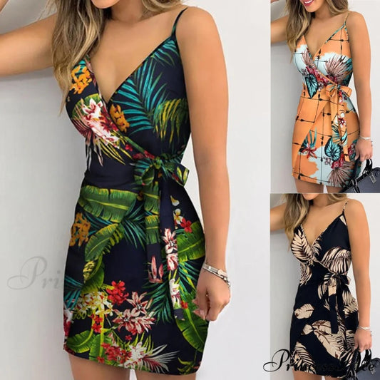 Chic Fashion Flower Print Mini Dress